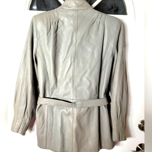 Vintage Grey Leather Belted Blazer Size Medium - Picture 4 of 6